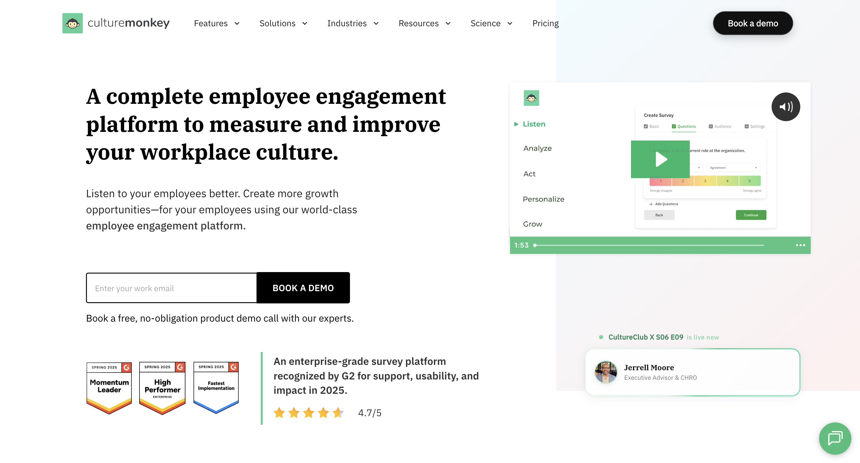 CultureMonkey dashboard screenshot