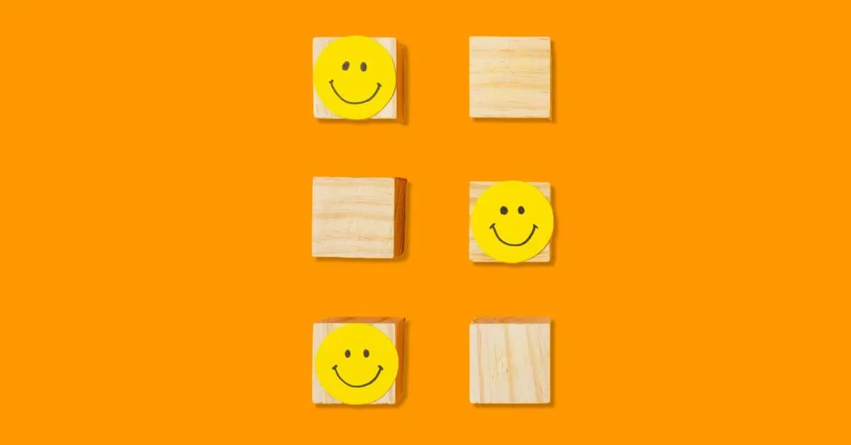 Wooden blocks with smiley faces