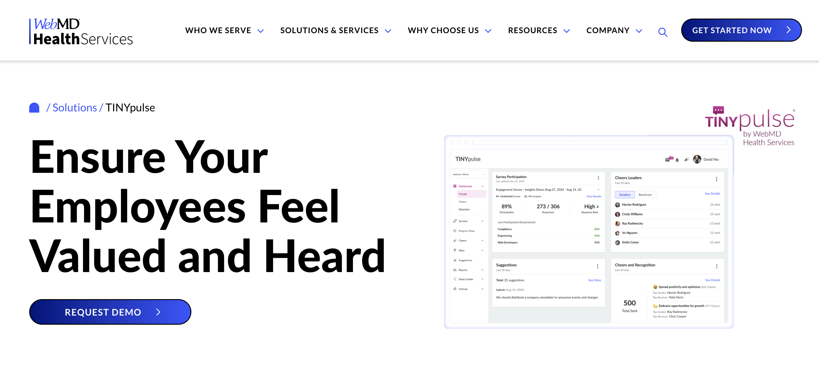 TINYpulse platform screenshot