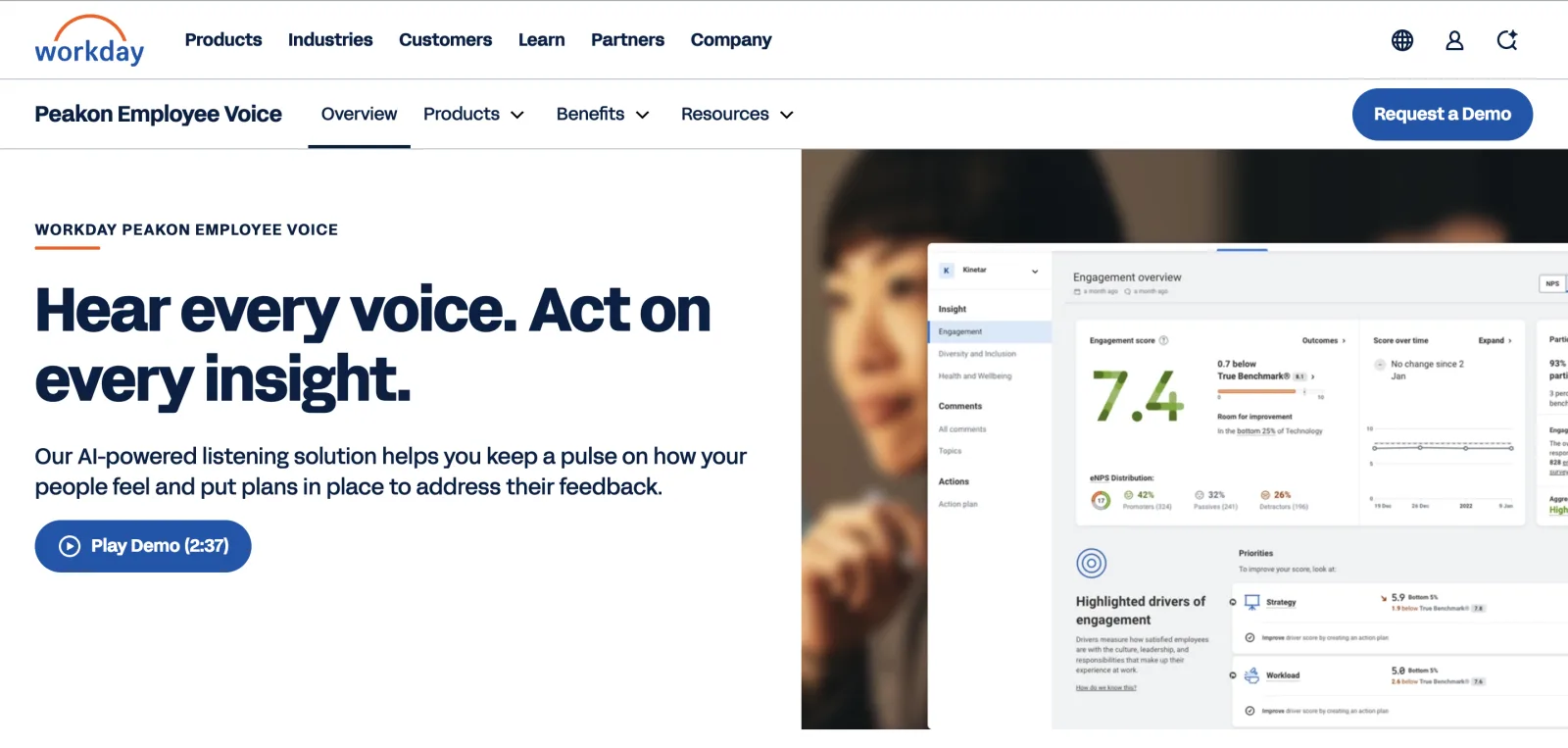 Workday Peakon - continuous listening and engagement analytics