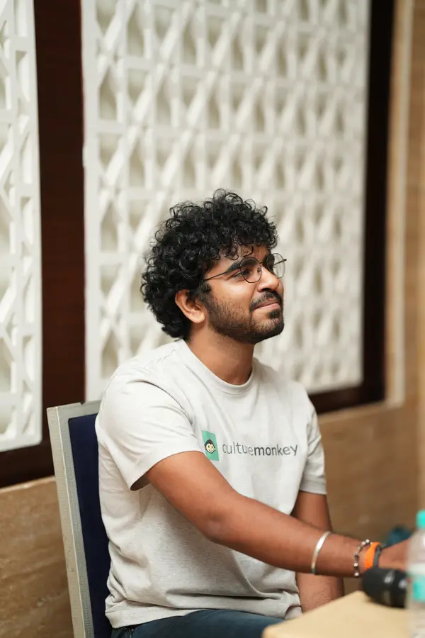 A team member listening intently during a session